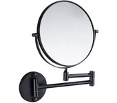 Espejo de maquillaje plegable de pared de 20 cm y doble cara con aumento de 3x (negro)