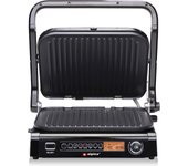 Parrilla eléctrica multifunción panini carne 2100w temporizador 8 ajustes cocción inteligente placa antiadherente alpina