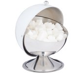 Relaxdays azucarero, con tapa enrollable, acero inoxidable brillante, terrones azúcar y caramelos, blanco
