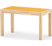 Mesa comedor jardin 125x65 de madera y ceramica mostaza - bisbal