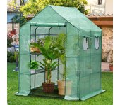 Invernadero de jardín con estantes y lona de pe reforzada 135g/m2 verde,143x143x195cm