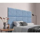 Dhome cabecero tapizado compuesto de paneles autoadhesivos intercambiables serie luxury edition cama lujo dormitorio (ethnic blue, 105cm)