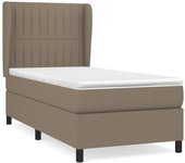 Cama con somier tapizado y colchón de tela gris topo de 90x200 cm