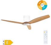 Ventilador techo inteligente dc con luz cct regulable y mando ø132 3 aspas blanco/haya