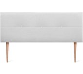 Dhome cabecero de lino natural con botones y patas de madera cabezal tapizado cama dormitorio moderno top trending (blanco, 150cm)