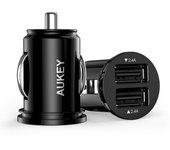 Aukey cc-s1 mini cargador de dispositivo móvil 2xusb-a 24w 4.8a negro auto