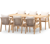 Conjunto comedor mesa madera lamas anchas y 6 sillas siena - java light