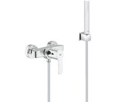Grohe conjunto mezclador de ducha grohe eurostyle + teleducha stick 1 rociador, soporte de pared, flexo, cromo (33590002-cubestick)