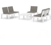 Set de muebles de jardín 4 piezas | conjunto de comedor | conjunto de descanso con cojines plástico blanco cfw722870