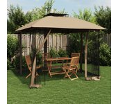 Maison exclusive - cenador doble techo y paredes de malla acero taupe 2,94x2,94 m