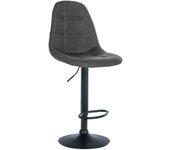 Taburete de bar x1 con reposapiés asiento giratorio de altura regulable en tela gris oscuro estructura de metal negro 10_0004839