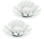 Relaxdays pack de 2 portavelas, forma de flor, candelabros hierro fundido, interior y exterior, 6x13,5cm, blanco
