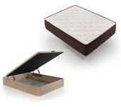 Pack colchon descansin + canape abatible 160 x 200 | color beis | maxima comodidad | gran almacenaje