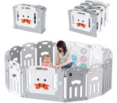 Parque infantil para bebés 14 paneles para niños, 150x150x60 cm, barrera de seguridad protectora plegable para valla para bebés, gris y blanco