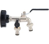 Salida doble para grifo exterior, entrada macho de 3/4 pulgadas, salida doble de 3/4 pulgadas black