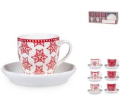 Confection 6 cafe nuevo bone china grace rojo con plato h&h