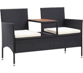 Banco de jardín muebles de exterior para terraza de 2 plazas y mesa de té 143 x 65 x 88 cm resina tejida negra 02_0011