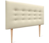 Dhome cabecero de polipiel con 3 hileras de botones y patas cabezal tapizado cama lujo (vainilla, 105cm)