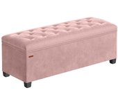Banco de pie de cama, banco almacenaje, soporta hasta 300 kg, para sala de estar, dormitorio, entrada, gris y rosa, 40 x 110 x 40 cm, rosa jalea