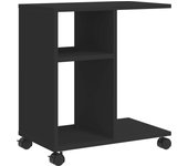 Mesa auxiliar，mesa de centro，mesita de centro con ruedas madera de ingeniería negra 50x30x55 cm cfw391236