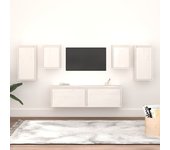 Muebles para tv 6 piezas madera maciza de pino blanco