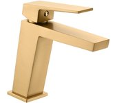 Imex - grifo monomando lavabo | grifo baño mezclador agua fria y caliente | grifo lavabo sobre encimera | serie art | color oro cepillado