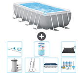 Paquete de piscina - intex - rectángulo - 400x200x100 cm + accesorios a2444