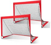 Portería de fútbol 2 piezas para niños, red de fútbol plegable mini portería de fútbol 120 x 90 x 90 cm