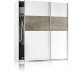 Armario brike 180 2 puertas correderas blanco artik (blanco mate) – roble alaska 180 x 200 x 60 cm