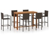 Conjunto de bar para jardín 7 piezas marrón
