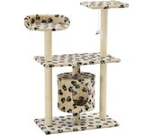 Rascador para gatos con poste de sisal 95 cm huellas beige