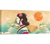 Cuadro de estilo nórdico - impresión sobre lienzo - sayaka miko, mirando las olas del océano - 70x35 cm