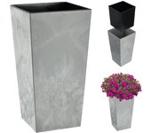 Kadax macetero de jardín de 57 cm con soporte para flores, alto, gris, terraza, balcón