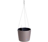Maceta redonda con gancho 8,9 litros rato w en color mocca con cubilete para plantar 25,6 x 25,6 x 21,9 cm
