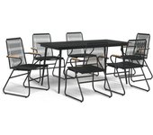 Vajilla de jardín 7 piezas pvc rattan negro