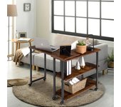 Mesa auxiliar estilo industrial con ruedas y superficie movible para casa y oficina 80x30x67 cm marrón csw774283