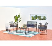 Mihata conjunto de jardín bajo negro y madera
