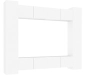 Conjunto de mueble de tv de 8 piezas, madera contrachapada blanca