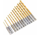 13x brocas para madera para taladradoras juego de brocas con vástago hexagonal, juego de brocas hss de 1/4 para filos helicoidales de 1,5 a 6,5 mm,