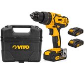 Taladro atornillador a batería 18v 2 baterías de litio 2,0 ah + maletín + 18 accesorios para atornillar y taladrar vito