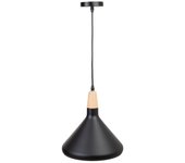 Lámpara de techo de madera y metal negra 27x27x30