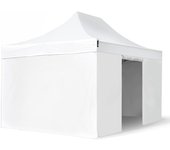 3x4,5 m carpa plegable, professional aluminio 40mm, laterales sin ventana, blanco