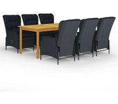 Conjunto de comedor de jardín vidaxl 7 piezas gris oscuro