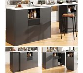 Mueble bar giratorio - 4 puertas, 1 cajón y 2 huecos - 90/198,5 x 30 x 75 cm - mdf - negro + blanco