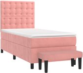 Somier de láminas con colchón rosa 90x200 cm terciopelo