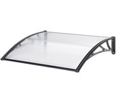 Toldo para puerta de entrada diseño marquesina para recepción resistente a la intemperie 100 x 60 cm negro transparente 03_0006382