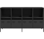 Aparador | aparador de comedor | armario de cocina de acero laminado en frío negro 135x39x73,5 cm cfw38074
