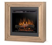 Karta - chimenea eléctrica independiente con calefacción por suelo radiante led - 23' - negro / roble claro - 90 x 89.6 x 30.5