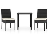 Conjunto de comedor de jardín 3 piezas ratán sintético negro