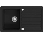 Fregadero de cocina | lavabo de granito con un seno y escurridor negro cfw248447